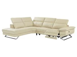 Canapé D'angle Gauche Relax électrique En Cuir De Vachette Beige PUNO II -Meubles Soldes Boutique canape 12292055