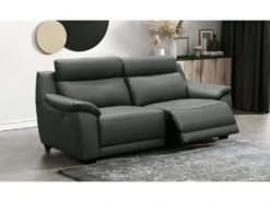 Canapé 3 Places Avec 2 Relax En 100% Tout Cuir épais Luxe Italien - 2 Relax électriques, Anthracite. BERN