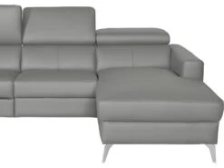 Canapé D'angle En Cuir Italien De Luxe 5 Places BOTERO, Avec Relax électrique, Gris Clair, Angle Droit -Meubles Soldes Boutique canape 12328493