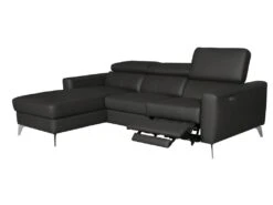 Canapé D'angle En Cuir Italien De Luxe 5 Places BOTERO, Avec Relax électrique, Noir, Angle Gauche -Meubles Soldes Boutique canape 12328501