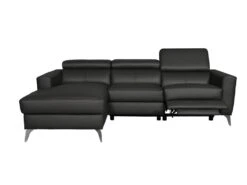 Canapé D'angle En Cuir Italien De Luxe 5 Places BOTERO, Avec Relax électrique, Noir, Angle Gauche -Meubles Soldes Boutique canape 12328505