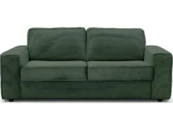 Canapé Convertible 3 Places En Velours Côtelé Vert - Ouverture Express - Couchage Quotidien - Matelas HD 140 X 190 - Dario