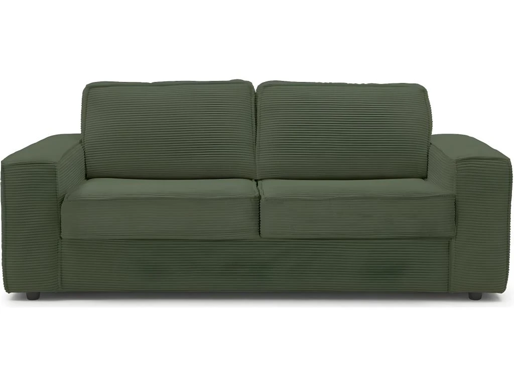 Canapé Convertible 3 Places En Velours Côtelé Vert - Ouverture Express - Couchage Quotidien - Matelas HD 140 X 190 - Dario 6 Canapé Convertible 3 Places En Velours Côtelé Vert - Ouverture Express - Couchage Quotidien - Matelas HD 140 X 190 - Dario – Image 4