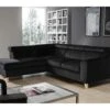 Canapé D'angle En Tissu Luxe 5 Places, ASHLEY, Noir, Angle Gauche (vu De Face) -Meubles Soldes Boutique canape 12340667