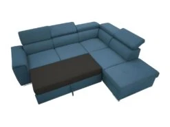 Canapé D'angle Convertible Panoramique 5 Places - Tissu Malmo Bleu Marine - DAYTONA -Meubles Soldes Boutique canape 12408659