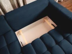 Canapé D'angle Gauche Convertible En Velours Bleu Nuit ESILIA -Meubles Soldes Boutique canape 12479465