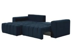Canapé D'angle Gauche Convertible En Velours Bleu Nuit ESILIA -Meubles Soldes Boutique canape 12479523