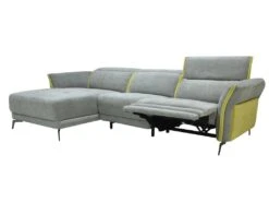 Canapé D'angle Gauche Relax électrique En Tissu Gris Et Jaune GERALDINE -Meubles Soldes Boutique canape 12509125
