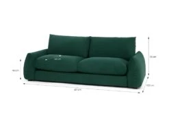 Canape Fixe 3 Places TYFA - Velours Vert Bouteille - L 231 X P 102 X H 78 Cm - HEXAGONE -Meubles Soldes Boutique canape 12510931