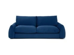 Canape Fixe 3 Places TYFA - Velours Bleu Profond - L 231 X P 102 X H 78 Cm - HEXAGONE