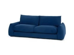 Canape Fixe 3 Places TYFA - Velours Bleu Profond - L 231 X P 102 X H 78 Cm - HEXAGONE -Meubles Soldes Boutique canape 12510939