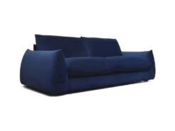 Canape Fixe 3 Places TYFA - Velours Bleu Profond - L 231 X P 102 X H 78 Cm - HEXAGONE -Meubles Soldes Boutique canape 12510943