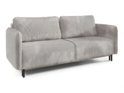 Canapé Convertible 3 Places Avec Coffre Robin Velours Côtelé Blanc Cassé