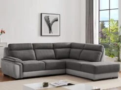 Canapé D'angle Droit En Tissu Bicolore Anthracite Et Gris Clair YOLANDA -Meubles Soldes Boutique canape 12566003