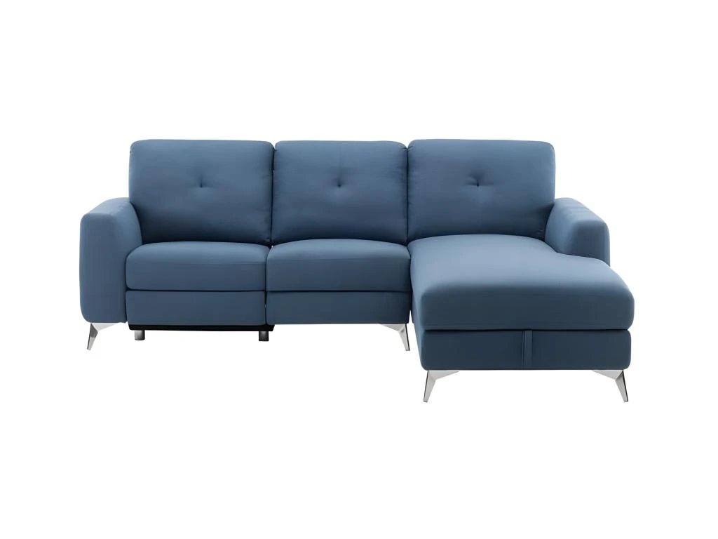 Canape Dangle Droit Avec 1 Place Relax Electrique + Coffre - Tissu Bleu - L 260 X P 51 X H 90 Cm - FRANKLIN 3 Canape Dangle Droit Avec 1 Place Relax Electrique + Coffre - Tissu Bleu - L 260 X P 51 X H 90 Cm - FRANKLIN