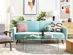 Canapé Convertible 3 Places En Velours Bleu Clair SENJA