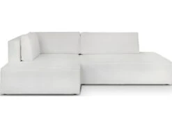 Canapé D'angle à Gauche Convertible 3 Places Avec Coffre En Tissu Bouclé écru - Barani