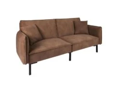FLIP - Canapé Convertible Bois D'Eucalyptus Tissu Marron