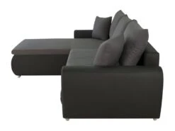 Canapé D'angle Gauche 4 Places Convertible - Simili Noir Et Tissu Gris Avec éclairage LED - L 271 X P 179 X H 87 Cm - MARIO -Meubles Soldes Boutique canape 12612177