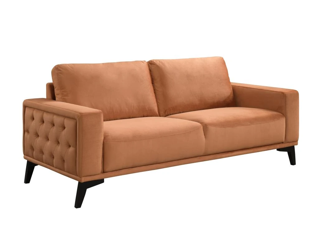 Canapé 3 Places En Velours Terracotta AZILIS 4 Canapé 3 Places En Velours Terracotta AZILIS – Image 2