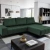 Canapé D'angle Convertible Et Réversible En Velours Vert DIALLA -Meubles Soldes Boutique canape 12643413