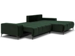 Canapé D'angle Convertible Et Réversible En Velours Vert DIALLA -Meubles Soldes Boutique canape 12685207
