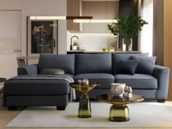 Canapé D'angle Gauche En Tissu Gris Anthracite ELAUNA -Meubles Soldes Boutique canape 12701017