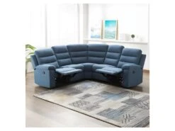 Canape Dangle Avec 2 Places Relax Manuels - Tissu Bleu - L 230 X P 55 X H 100 Cm - AUGUST -Meubles Soldes Boutique canape 12873391