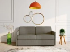 Canapé 4 Places Convertible Express En Tissu CALIFE - Gris Clair - Couchage 160 Cm - Matelas 18 Cm