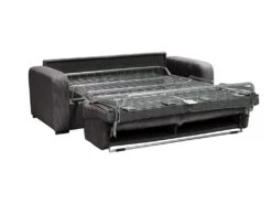 Canapé 3 Places Convertible Express En Velours Côtelé Gris Anthracite - Couchage 140 Cm - Matelas 18 Cm - BEVIS -Meubles Soldes Boutique canape 12929329