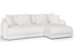 Canapé D'angle Droit 5 Places Convertible Avec Coffre De Rangement En Tissu Bouclettes écru - Giulia -Meubles Soldes Boutique canape 12952921