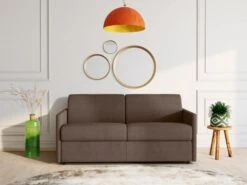 Canapé 4 Places Convertible Express En Tissu CALIFE - Marron - Couchage 160 Cm - Matelas 14 Cm