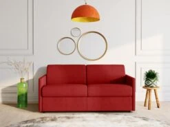 Canapé 4 Places Convertible Express En Tissu CALIFE - Rouge - Couchage 160 Cm - Matelas 14 Cm