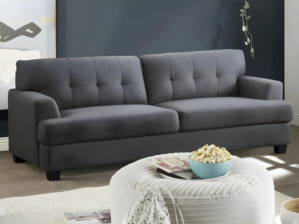 Canapé 3 Places En Tissu Gris Anthracite ROLLY 6 Canapé 3 Places En Tissu Gris Anthracite ROLLY – Image 4