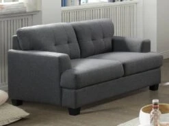 Canapé 2 Places En Tissu Gris Anthracite ROLLY -Meubles Soldes Boutique canape 13078353