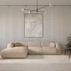 Grand Canapé D'angle Gauche En Tissu Texturé Beige POGNI -Meubles Soldes Boutique canape 13181555