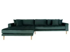 Lido - Canapé D'angle Gauche En Velours L290cm - Couleur - Vert Forêt