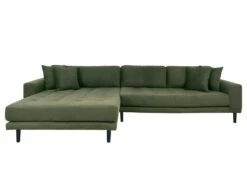 Lido - Canapé D'angle Gauche En Tissu Pieds Noirs L290cm - Couleur - Vert Olive