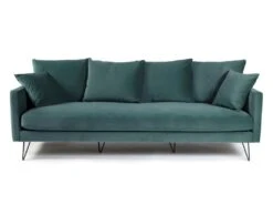 Villabon - Canapé 4 Places En Velours Pieds épingles Noirs - Couleur - Vert Eucalyptus