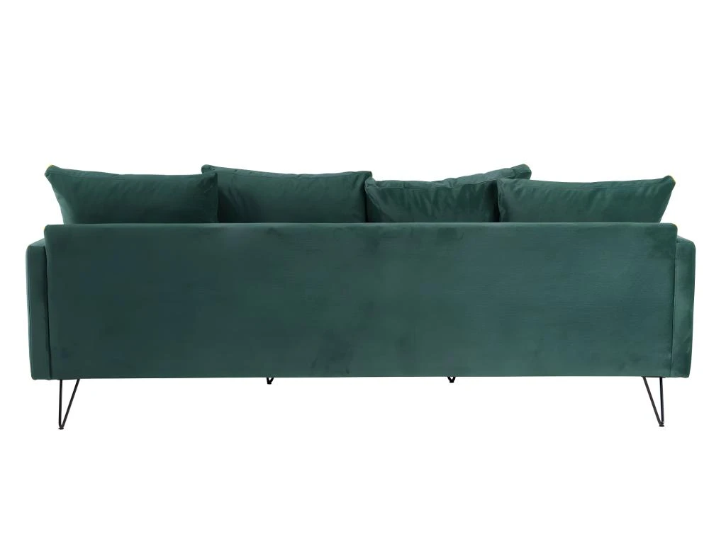 Villabon - Canapé 4 Places En Velours Pieds épingles Noirs - Couleur - Vert Eucalyptus 5 Villabon - Canapé 4 Places En Velours Pieds épingles Noirs - Couleur - Vert Eucalyptus – Image 3
