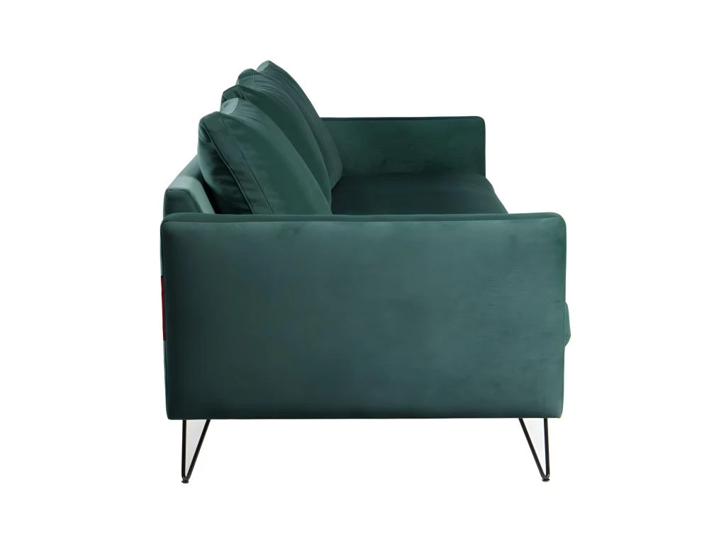 Villabon - Canapé 4 Places En Velours Pieds épingles Noirs - Couleur - Vert Eucalyptus 6 Villabon - Canapé 4 Places En Velours Pieds épingles Noirs - Couleur - Vert Eucalyptus – Image 4