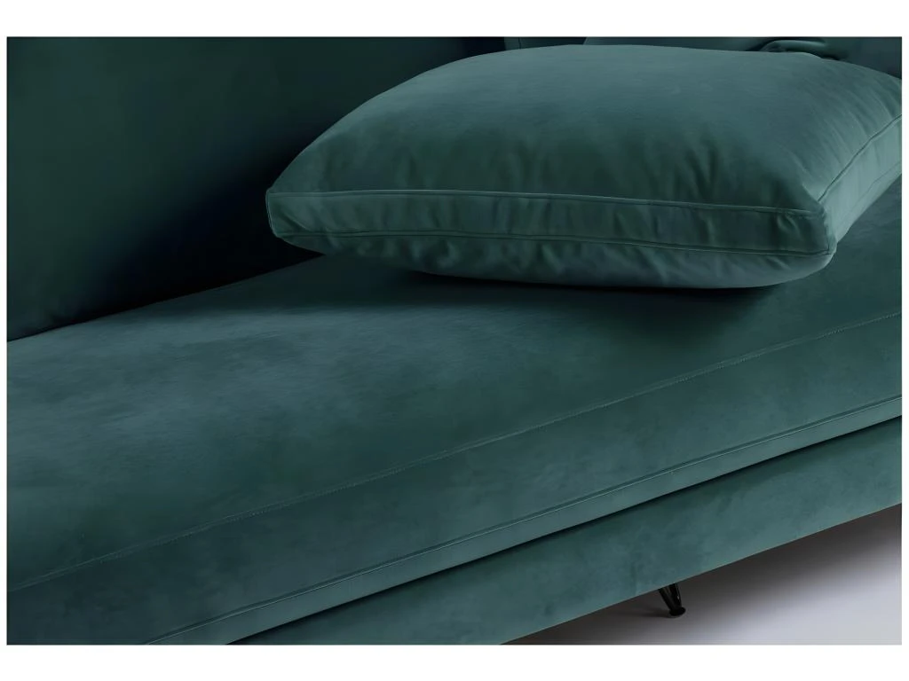 Villabon - Canapé 4 Places En Velours Pieds épingles Noirs - Couleur - Vert Eucalyptus 7 Villabon - Canapé 4 Places En Velours Pieds épingles Noirs - Couleur - Vert Eucalyptus – Image 5