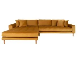 Lido - Canapé D'angle Gauche En Velours L290cm - Couleur - Jaune Moutarde