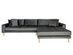 Lido - Canapé D'angle Droit En Velours L290cm - Couleur - Gris