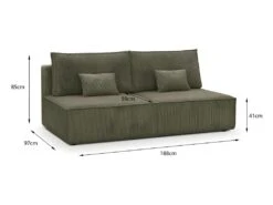 Canapé Convertible 3 Places Avec Coffre De Rangement En Velours Côtelé Vert Kaki - Milla -Meubles Soldes Boutique canape 13388549