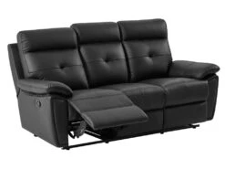 Canapé 3 Places Relax En Cuir Noir VINETA -Meubles Soldes Boutique canape 13484735