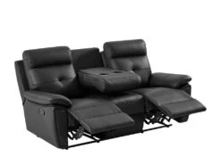 Canapé 3 Places Relax En Cuir Noir VINETA -Meubles Soldes Boutique canape 13484739