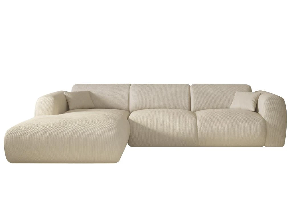 Grand Canapé D'angle Gauche En Tissu Texturé Beige POGNI 5 Grand Canapé D'angle Gauche En Tissu Texturé Beige POGNI – Image 3