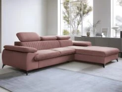 Canapé D'angle Droit Convertible En Velours Rose SAMARA De Pascal Morabito -Meubles Soldes Boutique canape 13607731