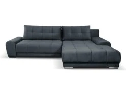 Canapé D'angle Droit Convertible En Velours Gris Anthracite OVADA 14 Canapé D'angle Droit Convertible En Velours Gris Anthracite OVADA -Meubles Soldes Boutique canape 13618203